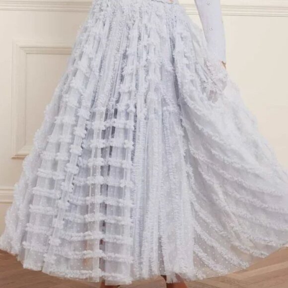 Needle & Thread Dresses & Skirts - FLORENCE RUFFLE ANKLE SKIRT | Needle and Thread | Blue Skirt Perfect for Wedding